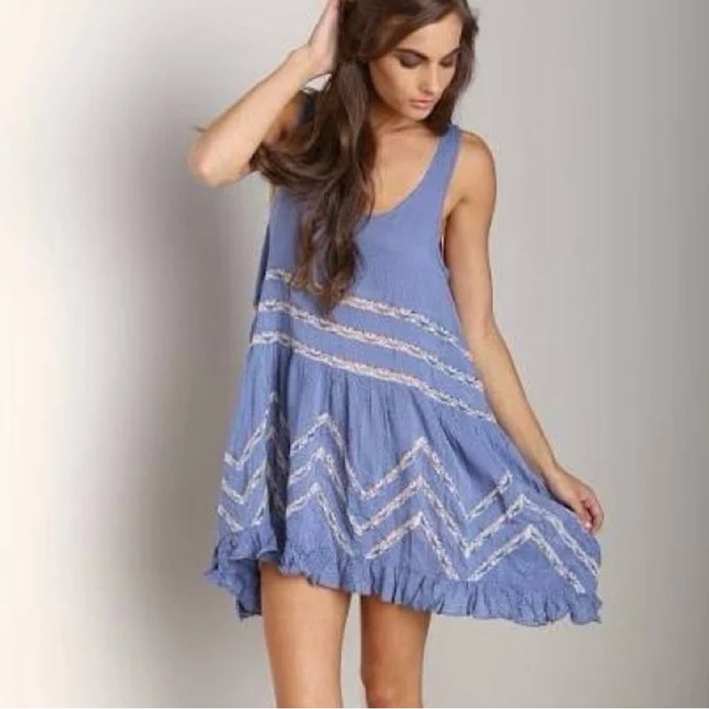 Free People Blue Polka Dot Sleeveless Top